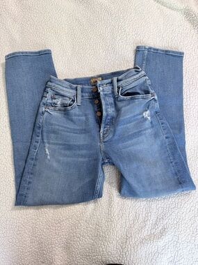 MOTHER Light Blue High-Rise Button-Fly Jeans